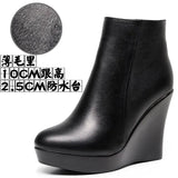 Breakj High Heemon Women's Boots Middle-Age Women's Shoes 33 Yards Round Head Waterproof Table Thick-Bottomed Single Boots Plus Velvet Slope And Short Boots