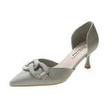 Fashion Women Pumps Pointed Toe Metal Chain Sweet Style Purple Pink Office Dress Shoes Party Pumps Thin High Heels Elegant