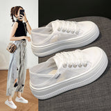 Small White Shoes Women's Shoes 2024 New Summer Net Shoes Two Kinds Of Thick-Soled Lace Thin Casual Board