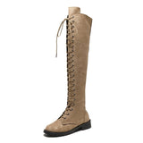 Breakj Explosive Large Code 35-43 Yards Flat Over The Knee Women's Long Boots Autumn And Winter New Velvet Locomotive