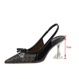 Sandals Polka Dot Pointed Toe High Heels Ladies Pumps Elegant Fashion Bowknot Summer Ladies Shoes Slip on Footwear