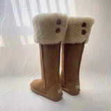 Warm Long Snow Boots for Women 2022 New Women's Outdoor Plush Shoes Leather Thigh High Over the Knee Flat Non-slip
