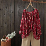 ZANZEA Women Blouses Shirt Summer Autumn 2022 Bohemian O Neck Long Sleeve Retro Floral Print Tunic Loose Tops