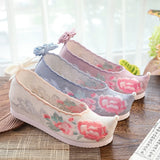 Breakj Shoes Hanfu Shoes Ancient Style Female Embroidered Cloth Shoes Inside The Raised Head Ancient Costume Shoes Cloth Shoes