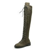 Breakj Explosive Large Code 35-43 Yards Flat Over The Knee Women's Long Boots Autumn And Winter New Velvet Locomotive