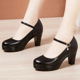 Catwalk High Heels Women's Cheongsam T Show White Size Waterproof Table Thick Heel Leather Round Head Single