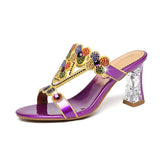 Slippers Women Wear Fashionable Water Drill Sandals Summer New Open-Toed Sandals Low-Heeled