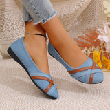 Breakj Shoes Women 2025 New Round Head Flat Bottom Lazy One Foot Pedal Women's Shoes Work