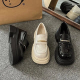 Love Shoes Women's 2024 New Spring British Style Small Black Leather Shoes With A Single