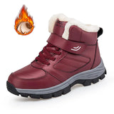 o'clock Winter Couple Casual Boots Stylish Leather High-top Sneaker For Men Outdoor Quality Warm Plush Lined Female