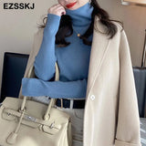 Knitted Women turtleneck Sweater Pullovers spring Autumn Basic Women high neck Sweaters Pullover Slim