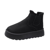 Boots, Winter Warmth, Students' Large Cotton Shoes, 2024 New Solid Color Elastic Belt Flat-Soled Short Cotton
