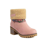 Breakj Autumn And Winter New Snow Boots Flowers Scrub Coarse And Medium Boots Two Thick 43 Large Size To Keep Warm Cotton