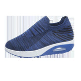 Size Women's Shoes 2023 Spring And Summer Flying Woven Elastic Mesh Sock Shoes Air Cushion Thick Slope Heel Casual Women's