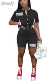 Pink Printed Baseball Coat Pants Two Piece Sets Spring Fall Outfits Womens Track Suits Casual Fashion Streetwear