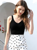 high quality chic basic V-NECK Camisole female Summer white knit tank top Women sexy sleeveless tank