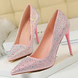 Shoes Rhinestone Woman Pumps Fashion Wedding Shoes Women Basic Pump Stiletto Heels 10cm 7cm Heeled Shoes High