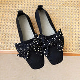 Loafers Bowknot Casual Ladies Flat Shoes Knitted Elegant Soft Soled Woman Shoes Slip On Office Woman Footwear Plus Size