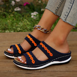 Breakj Fashion Outside Wear The New Low Slope Heel Flying Woven Slippers Casual And Light Breathable Large Size Female Sandals