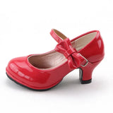 Leather Shoes Autumn Bowtie Sandals 2018 New Children Shoes High Heels Princess Sweet Sandals For
