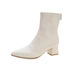 Fall 2023 New Korean Version Of High Heel Thick Heel Rear Zipper Ankle Boots Women's Martin