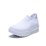 Mesh Knitting Sneakers Breathable Women Loafers Ladies Elastic Band Female Casual Slip On Comfortable Shoes Plus
