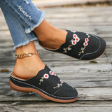Breakj Wind Flowers Baotou Slippers Women's Shoes Large-Size Round Head Head And Fashion Wear Half