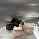 Breakj And Fish Mouth Slippers Women 2025 Summer New Patent Pine Cake Small Man Wearing A Word Cold Slippers
