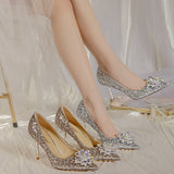 Women's Super High Heels Sandals 2021 Autumn New Fashion Dress Party Wendding Shoes Luxury Pumps Pointed Shallow Sexy