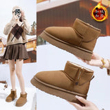 Breakj Bottom Snow Boots Women 2024 New Winter Add Velvet Versatile Warm Short Tube Casual Cotton Shoes Ankle Boots