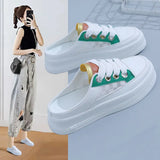 Breakj Half Slippers Female 2025 Summer New Net Face Cool Drag Female Wear Sandals In Summer Versatile Platform Slippers