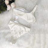 2025 New Solid-Color One-Shoulder Swimsuit Sexy Lady