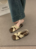 Breakj Casual Gentle Evening Wind Toe Sandals Women Summer 2025 New Soft Leather Cross With Flat Beach