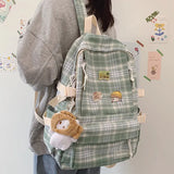 2022 Women Backpack Japanese Plaid Backpack Korean Large capacity Students schoolbag Campus Stripe Fashion girl School