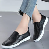 Flats Shoes 2021 Spring Genuine Leather Loafers Black White Sneakers Women Shoes Slip On Shoes Tenis summer ballet