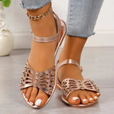 Flat-Soled Sandals Women's 2024 New Large-Size One-Word Buckle Beach