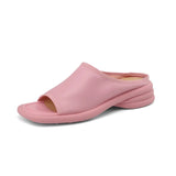 Breakj Leather Slippers Women's Summer Wear 2024 New Bag Foot A Word Cool Drag Soft Soles Of Leisure Sandals