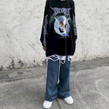Handsome Student BF Style Sweatshirt Female Trend New Loose Korean Autumn Thin Section Long-sleeved Mid-length