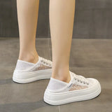 Small White Shoes Women's Shoes 2024 New Summer Net Shoes Two Kinds Of Thick-Soled Lace Thin Casual Board