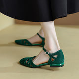 Breakj Classic Retro Roman Sandals Women's Summer 2024 New Round Head Frosted Hollow Head Soft-Soled Flat