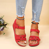 Sandal Female Fish Mouth Casual Velcro Solid Color Slope Heel
