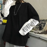 New women's letter print loose fake two-piece stitching long-sleeved