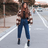 Women Streetwear Pleated Mom Jeans High Waist Loose Slouchy Jeans Pockets Boyfriend Pants Casual Ladies Denim