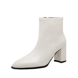 Breakj Size Boots Pointed Thick Heel Women's Boots High Heel Ankle Boots