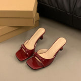Breakj High-Heeled Slippers 2025 New Women's Summer Outside The Square Head Thin Heel Drag Bow Sandals