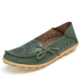 Shoes Genuine Cow Leather Soft Comfy Ladies Flat Shoes Outdoor Candy Colors Ballet Women Footwear Lace-Up Zapatos