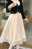 Velvet Midi Dress Woman Elegant 2023 Spring Patchwork Long Sleeve Casual Dress Korean Style Evening Party Dress