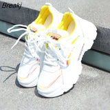 Mesh Vulcanize Shoes Women Breathable Sneakers Hollow Student Flat White Tennis Female Round Head Spring Fashion