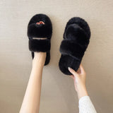 Breakj Autumn And Winter New Plush Slippers Women Home Warm Cotton Slippers Casual Fashion Wearing Hair Slippers