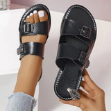 Buckle Flat Bottom Slipper Female 04 New Toe Beach Cold